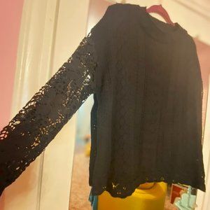 Black Knitted Lace Sweater